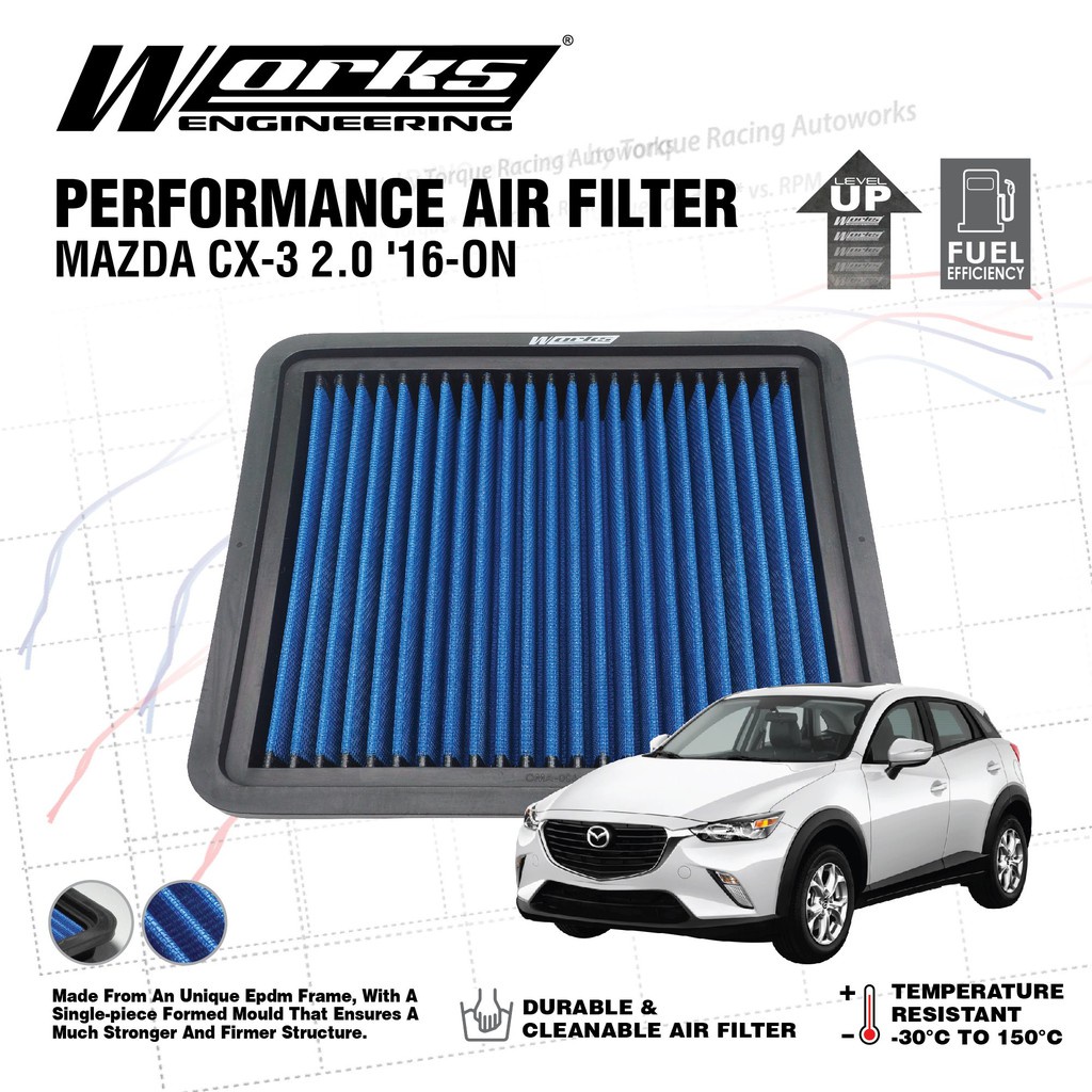 Works Engineering High Flow Air Filter for Mazda CX-3 2.0 2016-2022