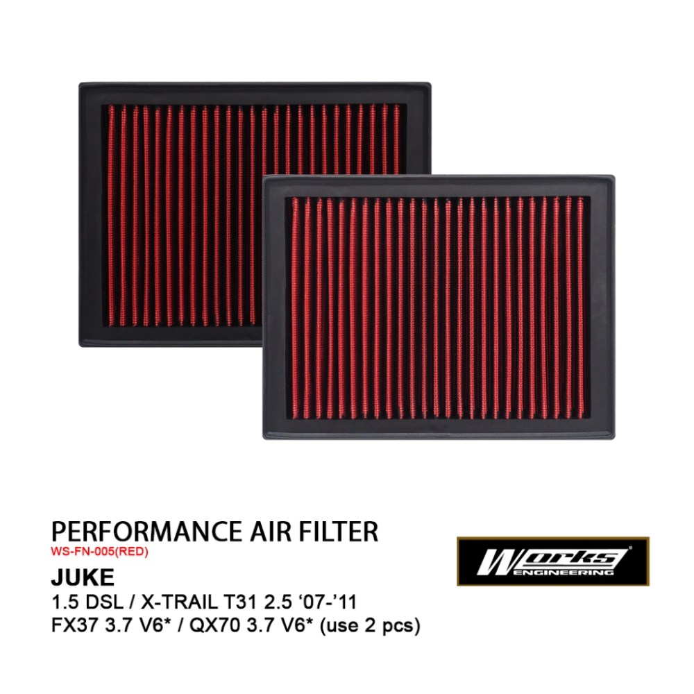 WORKS ENGINEERING Air filter For NISSAN JUKE 1.5 (1PC) / X-TRAIL T31 2.5 (07-11) (1PC) / FX37 3.7 V6 / QX70 3.7 V6