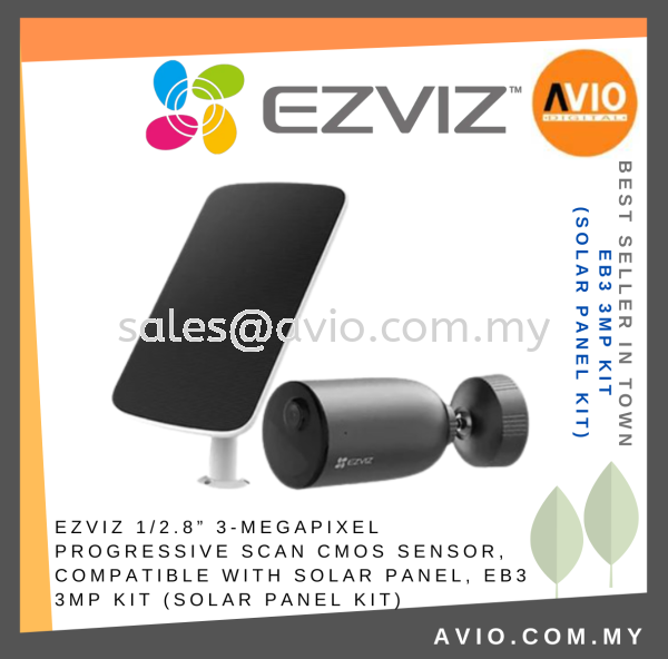 EZVIZ 1/2.8Ħħ 3-Megapixel Progressive Scan CMOS Sensor, EB3 3MP Kit (Solar Panel Kit) EZVIZ Johor Bahru (JB), Kempas, Johor Jaya Supplier, Suppliers, Supply, Supplies | Avio Digital