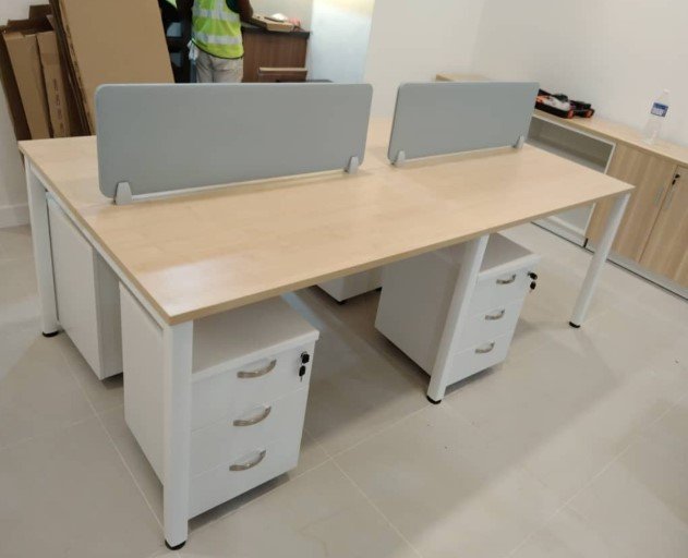 Office Furniture Taman Desa | Office Workstation Table Cluster Of 4 Seater | Office Cubicle | Office