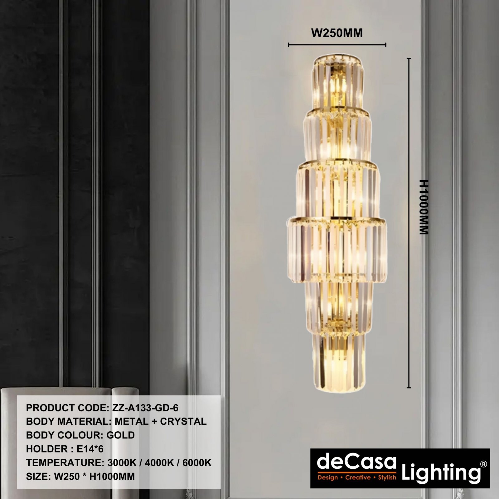 CRYSTAL WALL LIGHT (A133-6)