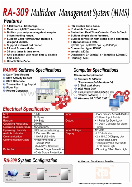 Red-309 Red Acess Door Access Johor Bahru (JB), Senai, Selangor, Kuala Lumpur (KL), Klang, Seremban Installation, Services, Repair, Supplier | Sin Fook Electrical Alarm and Auto Gate Sdn. Bhd.