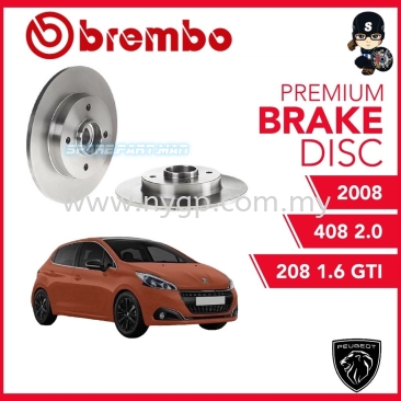 Original BREMBO Rear Disc Rotor (2pcs) - Peugeot 208.1.6 GTI, Peugeot 2008, Peugeot 408 2.0