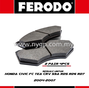 FERODO FRONT BRAKE PAD Honda Civic FC TEA CRV S9A RD5 RD6 RD7 2004-2007 SPM