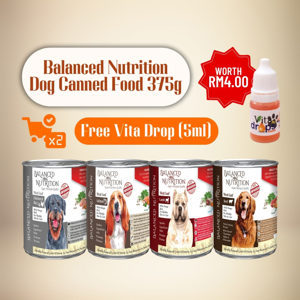 Balanced Nutrition Dog Canned Food 375g – Premium Wet Dog Food [Every 2 Purchases Free 5ml VitaDrop]