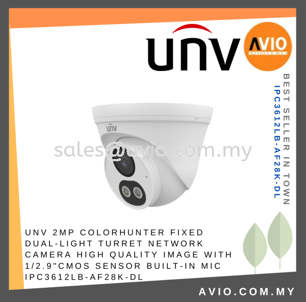 UNV 2MP COLORHUNTER FIXED DUAL-LIGHT TURRET NETWORK CAMERA HIGH QUALITY IMAGE WITH 1/2.9"CMOS SENSOR BUILT-IN MIC IPC3612LB-AF28K-DL UNV Johor Bahru (JB), Kempas, Johor Jaya Supplier, Suppliers, Supply, Supplies | Avio Digital