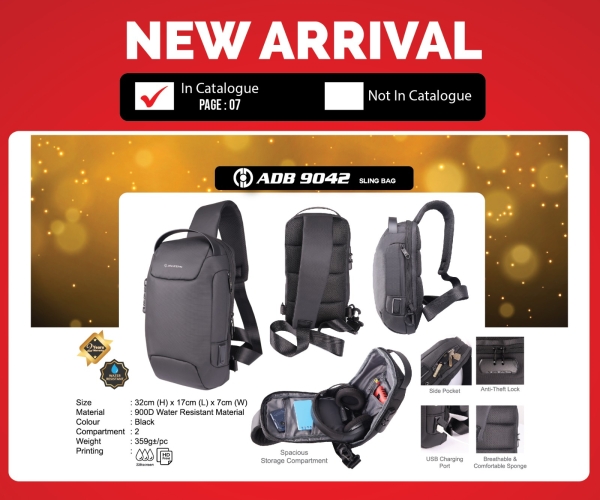 ADB 9042 Sling Bag What's New Malaysia, Melaka, Selangor, Kuala Lumpur (KL), Johor Bahru (JB), Singapore Supplier, Manufacturer, Wholesaler, Supply | ALLAN D'LIOUS MARKETING (MALAYSIA) SDN. BHD.