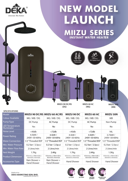Deka Miizu Water Heater Series Water Heater Machinery Selangor, Malaysia, Kuala Lumpur (KL), Kajang Supplier, Suppliers, Supply, Supplies | Logamjadi Sdn Bhd