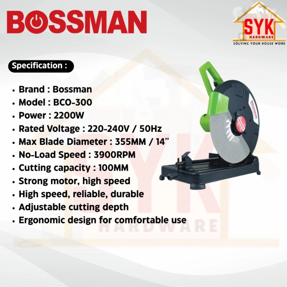 SYK Bossman BCO-300 14 Inch Electric Cut Off Machine Aluminum Wood Chop ...