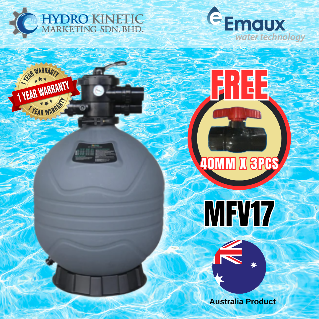 EMAUX MFV 17 TOP MOUNT PLASTIC SAND FILTER 17" - SWIMMING POOL FILTRATION (Excluded sand)