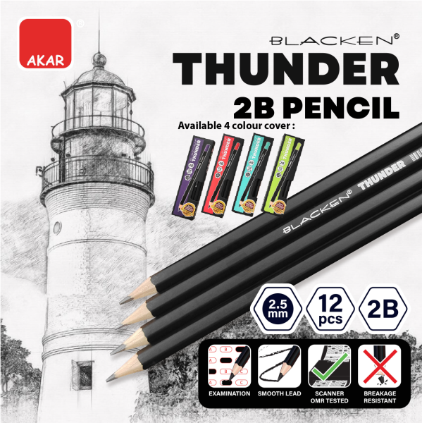 Blacken Thunder 2B Pencil 2.5mm Wood Pencil Set/ Exam Kit Stationery Pen / Pencil Stationery Set Desktop Stationery Selangor, Malaysia, Kuala Lumpur (KL), Semenyih Supplier, Suppliers, Supply, Supplies | V CAN (1999) SDN BHD