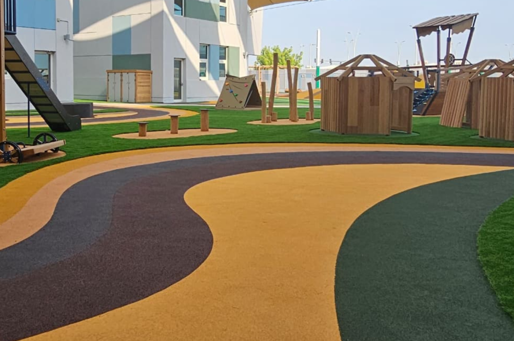 Colored EPDM granules for wet pour surfaces