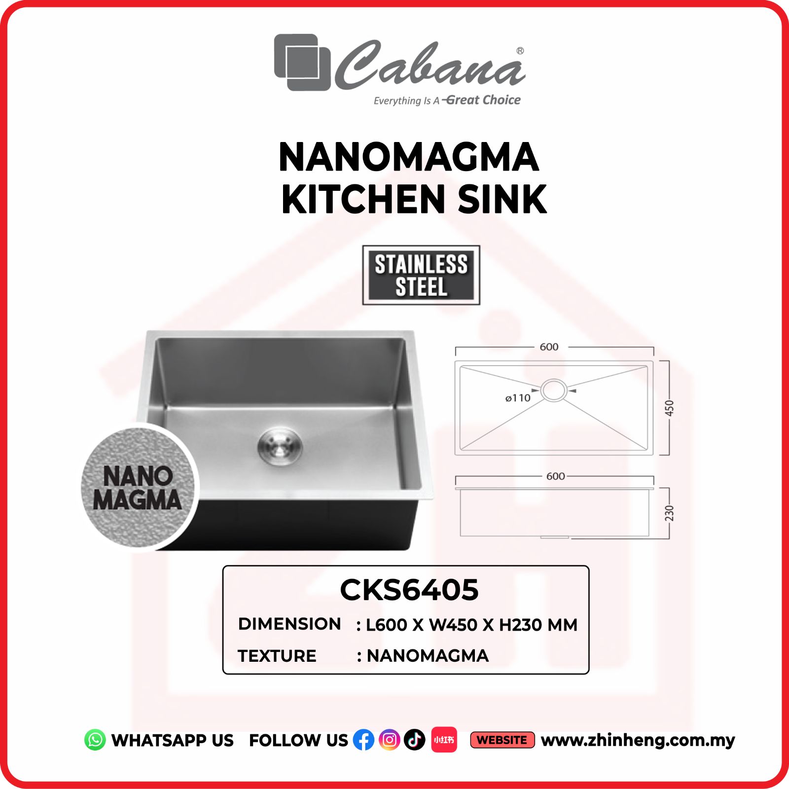 CABANA NANOMAGMA KITCHEN SINK  CKS6405