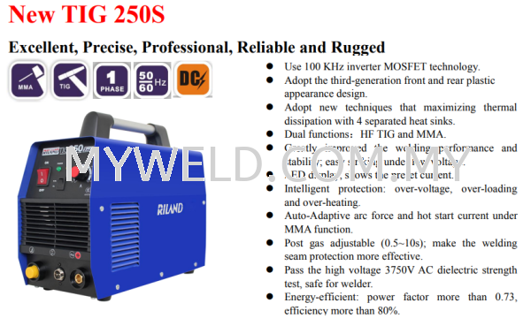 Riland New TIG 250S TIG Series Riland Welding Machine Selangor, Malaysia, Kuala Lumpur (KL), Balakong Supplier, Distributor, Supply, Supplies | Myweld Equipment & Gases Sdn Bhd