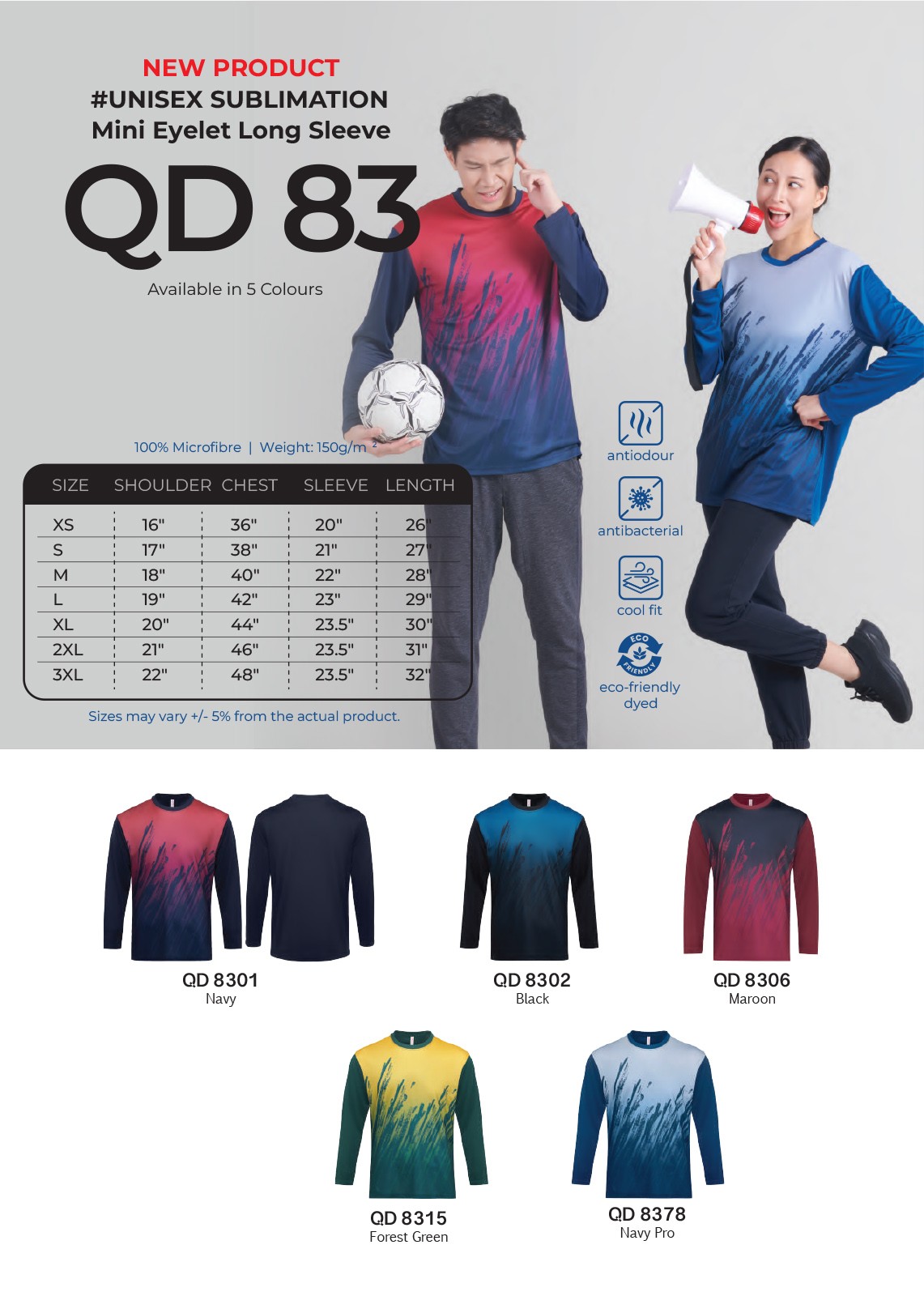 Dry Fit Sublimation Mini Eyelet Round Neck Long Sleeve T-shirt (Oren - QD83) (Unisex)