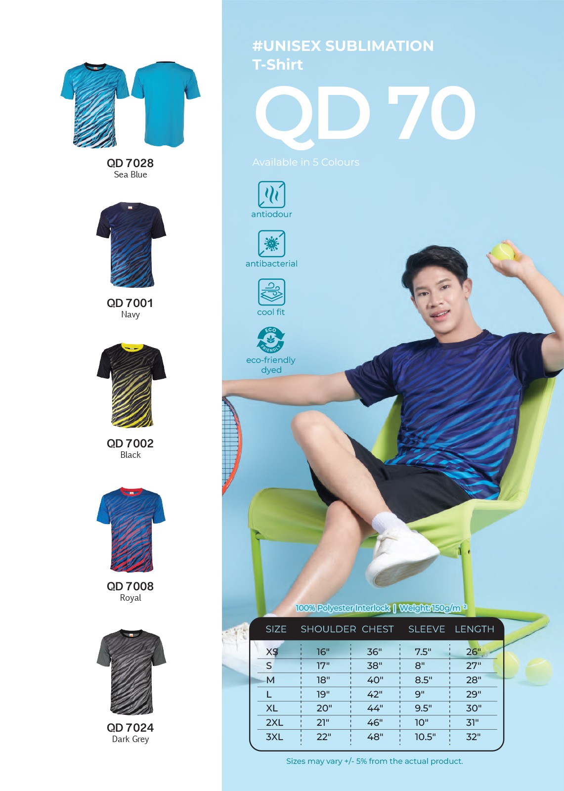 Dry Fit Sublimation Mini Eyelet Round Neck Short Sleeve T-shirt (Oren - QD70) (Unisex)