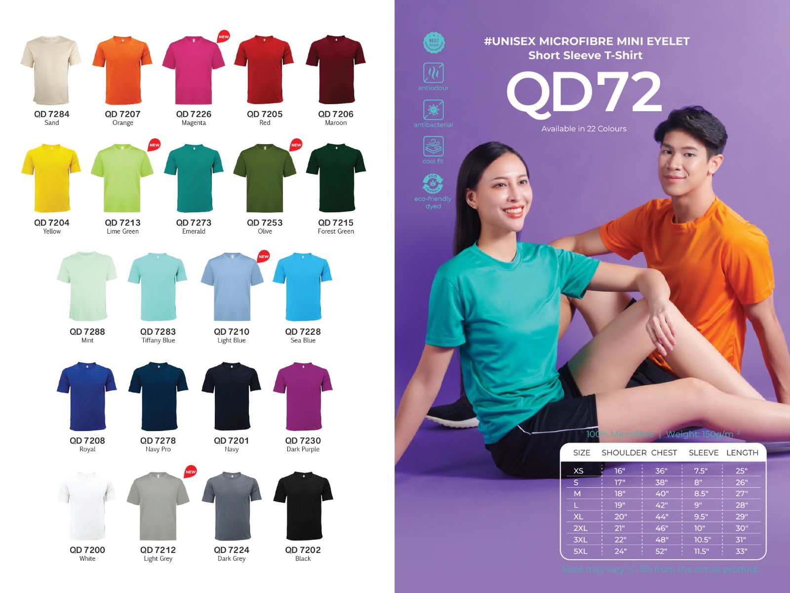Dry Fit Mini Eyelet Round Neck Short Sleeve T-shirt (Oren - QD72) (Unisex)