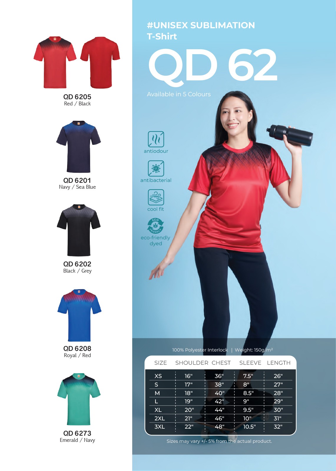 Dry Fit Sublimation Mini Eyelet Round Neck Short Sleeve T-shirt (Oren - QD62) (Unisex)