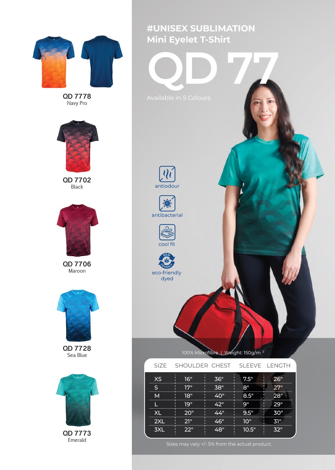 Dry Fit Sublimation Mini Eyelet Round Neck Short Sleeve T-shirt (Oren - QD77) (Unisex)