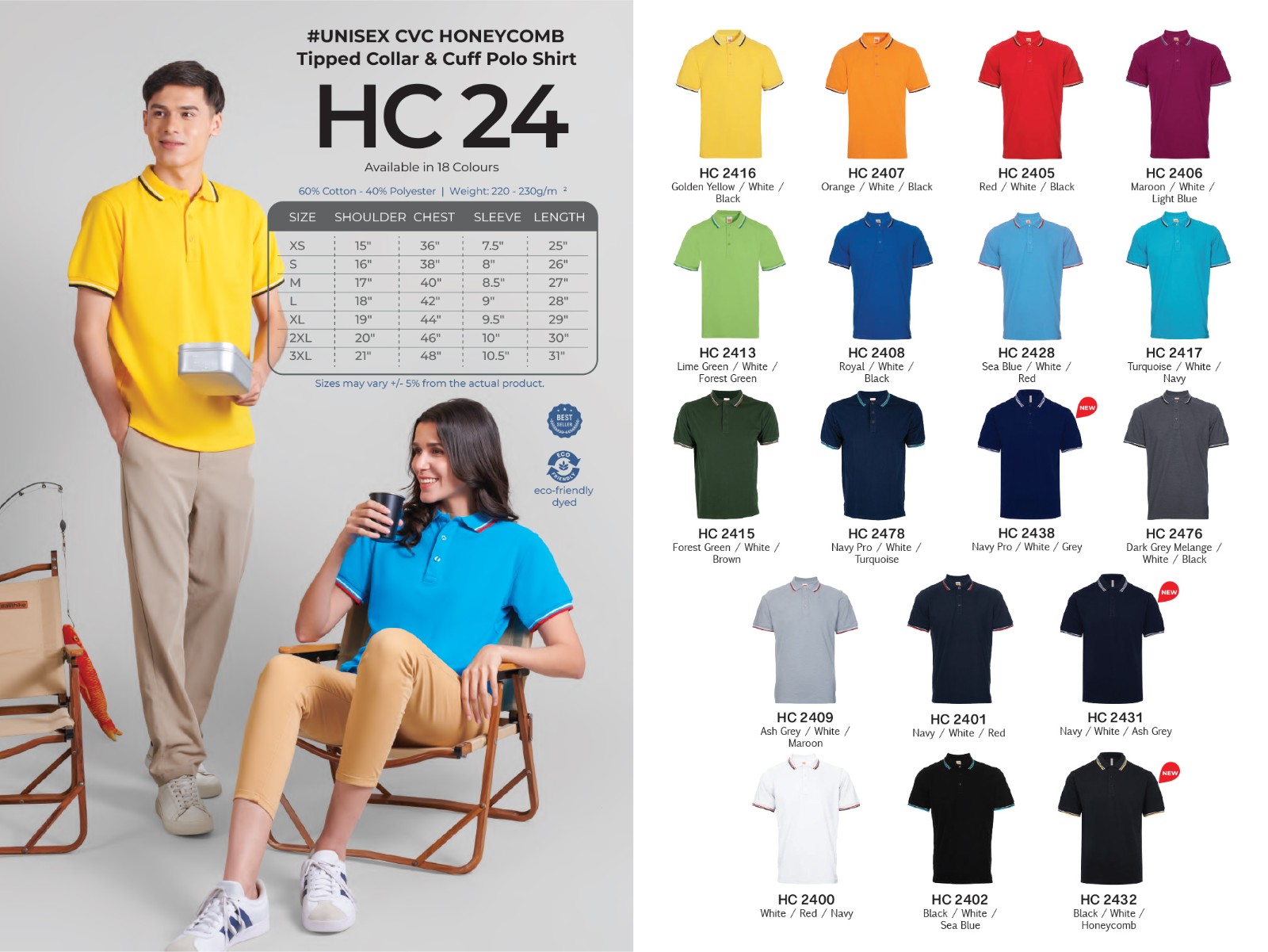 Polo T-shirt Honeycomb HC24