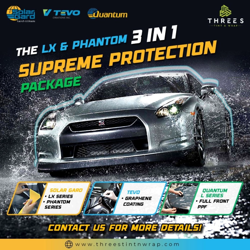 Solar Gard LX Phantom 3-in-1 Car Protection Package | Window Tint, Graphene Coating, PPF