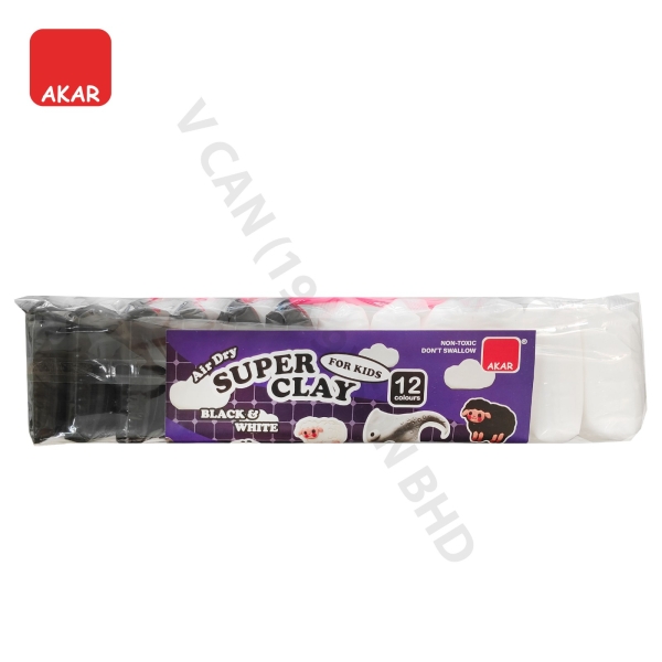 VC1012 - Black & White - Set Tanah Liat Ultra Ringan Tidak Bertoksik 每 12 Colour Clay DIY (Air Dry / Butter Slime) / Super Light Clay Clay Art and Craft Selangor, Malaysia, Kuala Lumpur (KL), Semenyih Supplier, Suppliers, Supply, Supplies | V CAN (1999) SDN BHD