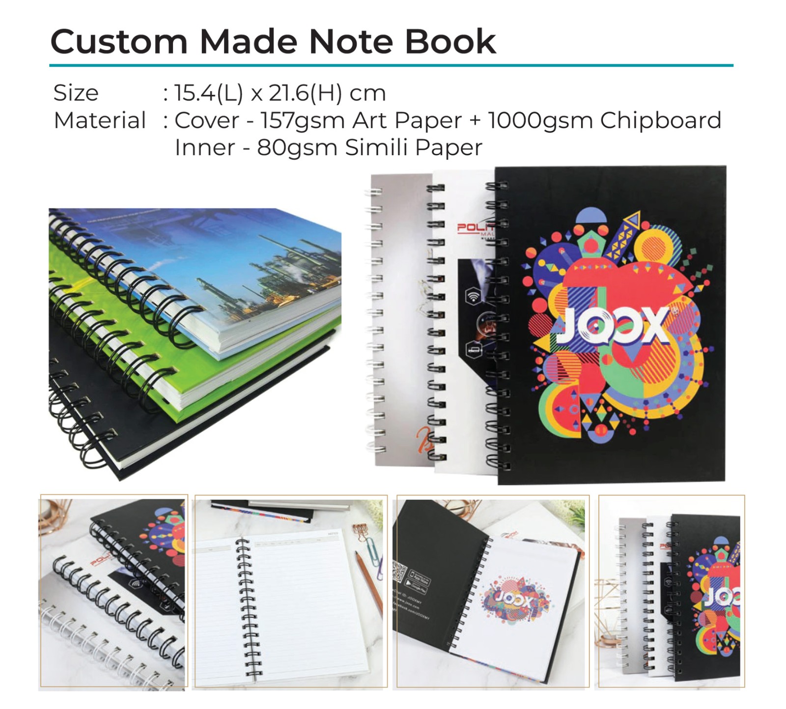 Custom Made Note Book - Wire O Chipboard