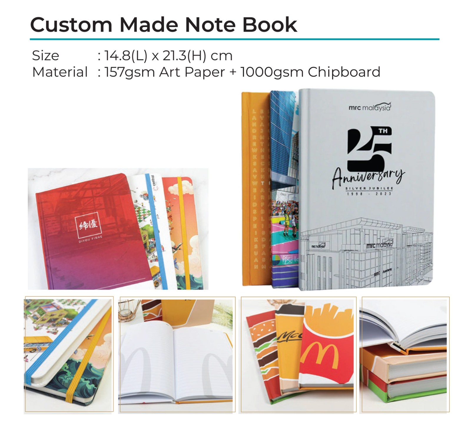 Custom Made Note Book -  Hard Cover Sewn