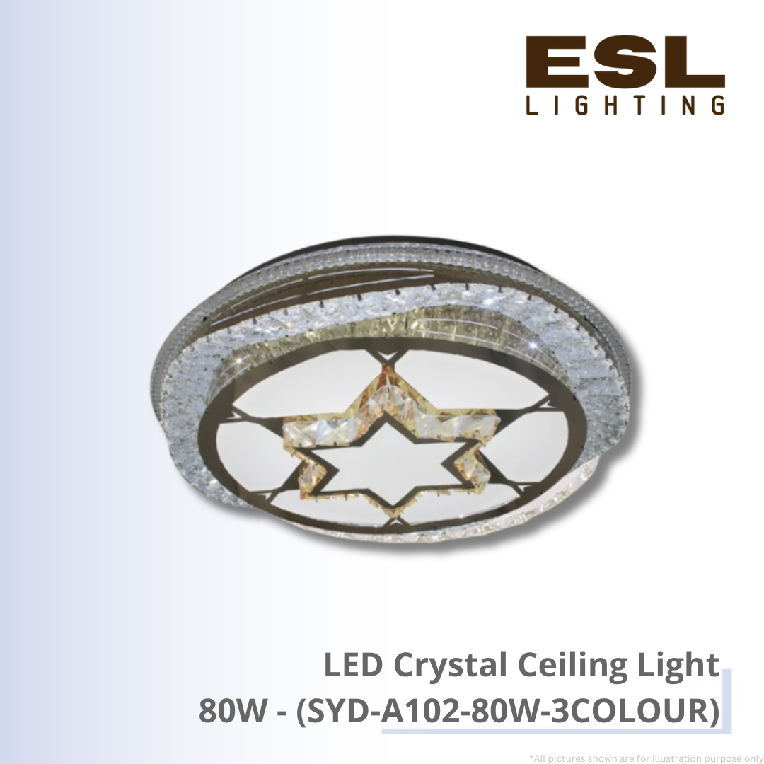LED Crystal Ceiling Light 80W - SYD-A102-80W-3COLOUR