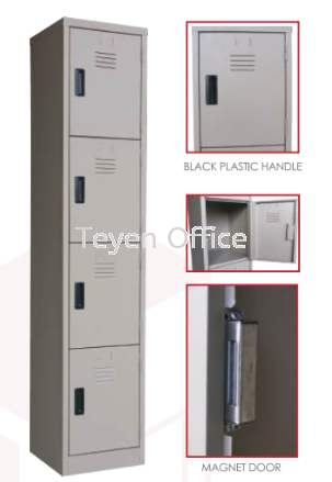 4 COMPARTMENT STEEL LOCKER WITH BLACK HANDLE ONLY & MAGNET DOOR LOCKER COMPACTMENT STEEL FURNITURE Selangor, Malaysia, Kuala Lumpur (KL), Banting Supplier, Suppliers, Supply, Supplies | TEYEN OFFICE FURNITURE SDN BHD