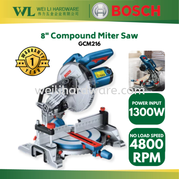 BOSCH GCM216 8" Miter Saw Miter Saw Cutting & Sawing Power Tools Penang, Malaysia, Butterworth Supplier, Suppliers, Supply, Supplies | Wei Li Hardware Enterprise Sdn Bhd