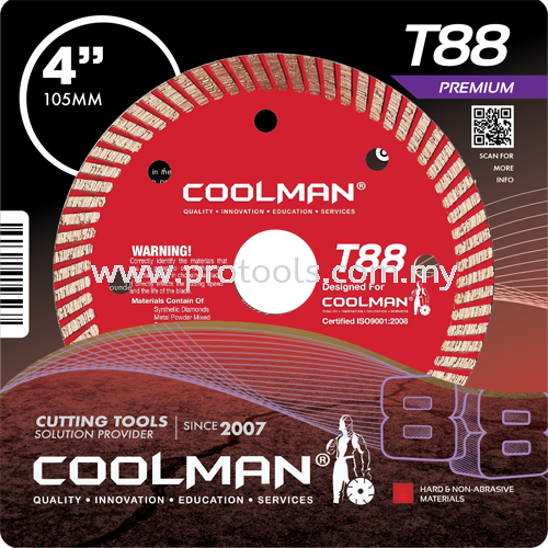COOLMAN T88 4''(105MM) CONTINUOUS TURBO RIM BLADE COOLMAN DIAMOND CUTTING DICS CUTTING,GRINDING,BRUSHING Johor Bahru (JB), Malaysia, Senai Supplier, Suppliers, Supply, Supplies | Protools Hardware Sdn Bhd