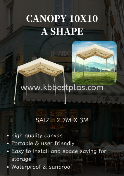 CANOPY 10X10 A SHAPE(CREAM CLOTH) 2.7MX3M Plastic Water Dispenser/Business props Penang, Malaysia, Perak, Kedah, Butterworth, Kepala Batas Supplier, Suppliers, Supply, Supplies | KB BESTPLAS ENTERPRISE (M) SDN BHD