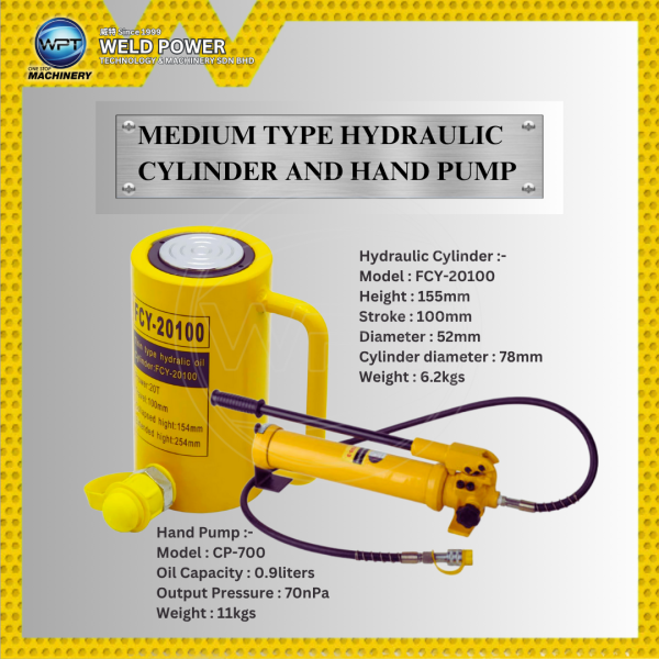 Long 20T (100mm stroke) with CP-700 Pump 1 Way HydraulicCylinder c/w Hand Pump Mover Equipment Penang, Malaysia, Butterworth Supplier, Distributor, Supply, Supplies | Weld Power Technology & Machinery Sdn Bhd