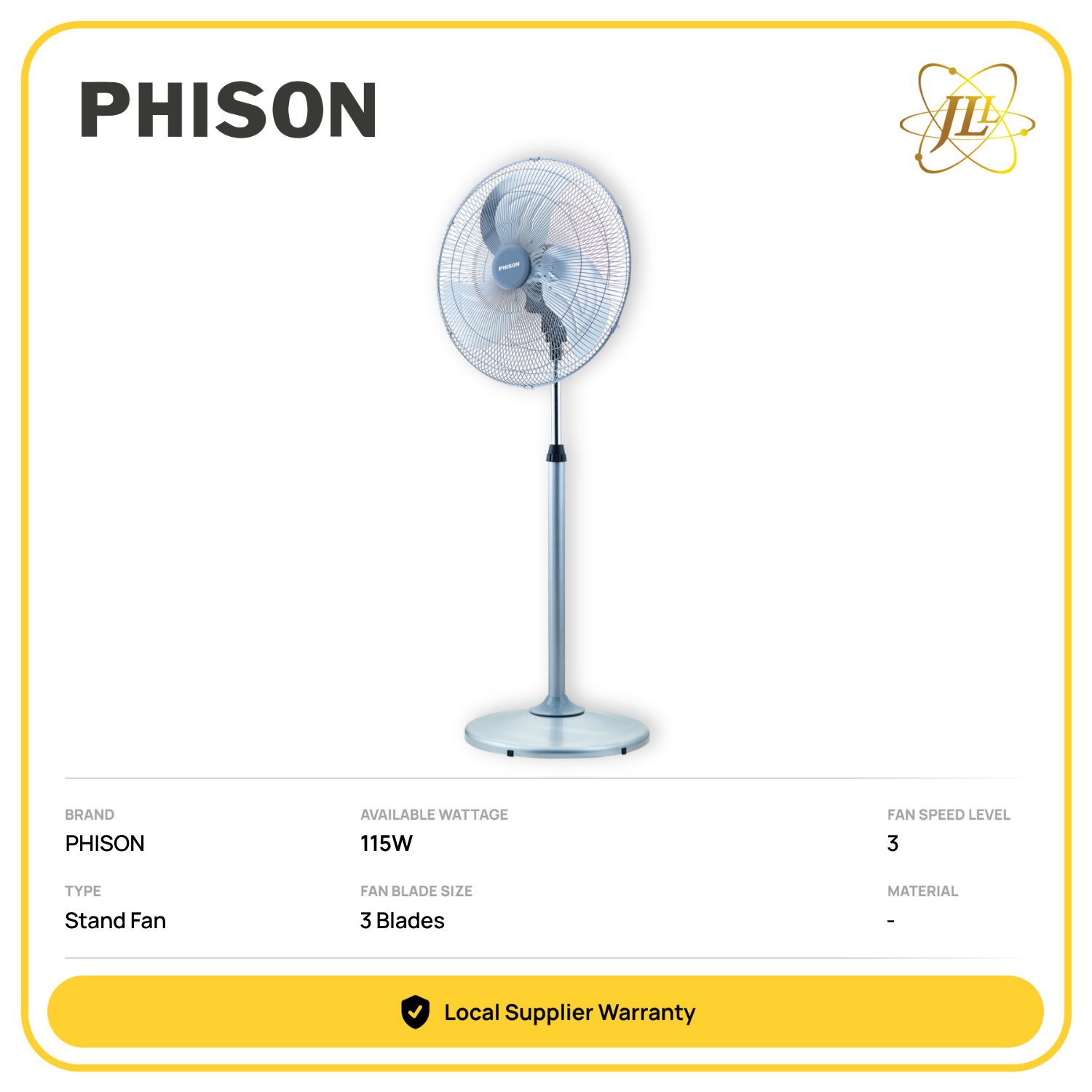 PHISON PSF-20G 3BLADES STAND FAN 20'' 240V 115W 3SPEED
