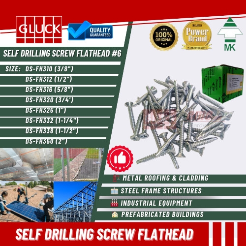 DS-FH MK BRAND 6# SELF DRILLING SCREW DS-FH 6#X3/8, 1/2", 5/8", 3/4", 1", 1-1/4", 1-1/2", 2"