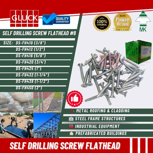 DS-FH MK BRAND 8# SELF DRILLING SCREW DS-FH 8#X3/8, 1/2", 5/8", 3/4", 1", 1-1/4", 1-1/2", 2"
