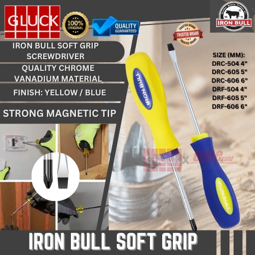 IRON BULL SOFTGRIP SCREWDRIVER (+)(-) /Magnetic tip YELLOW/BLUE