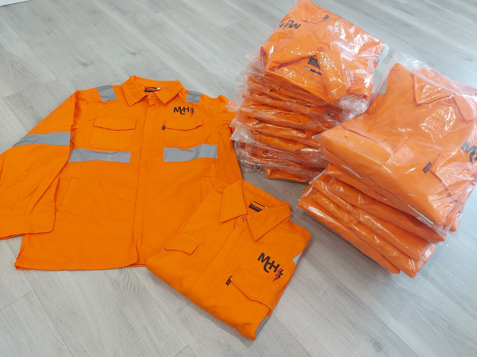 Orange Industrial Jacket with Reflective Tape