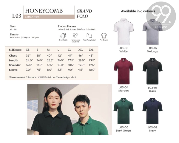 L03 LeFonse Polo T-shirt Apparel Ready Make Products Selangor, Malaysia, Kuala Lumpur (KL), Kajang Uniform, Manufacturer, Supplier, Supply | 99 Uniform Factory Sdn Bhd