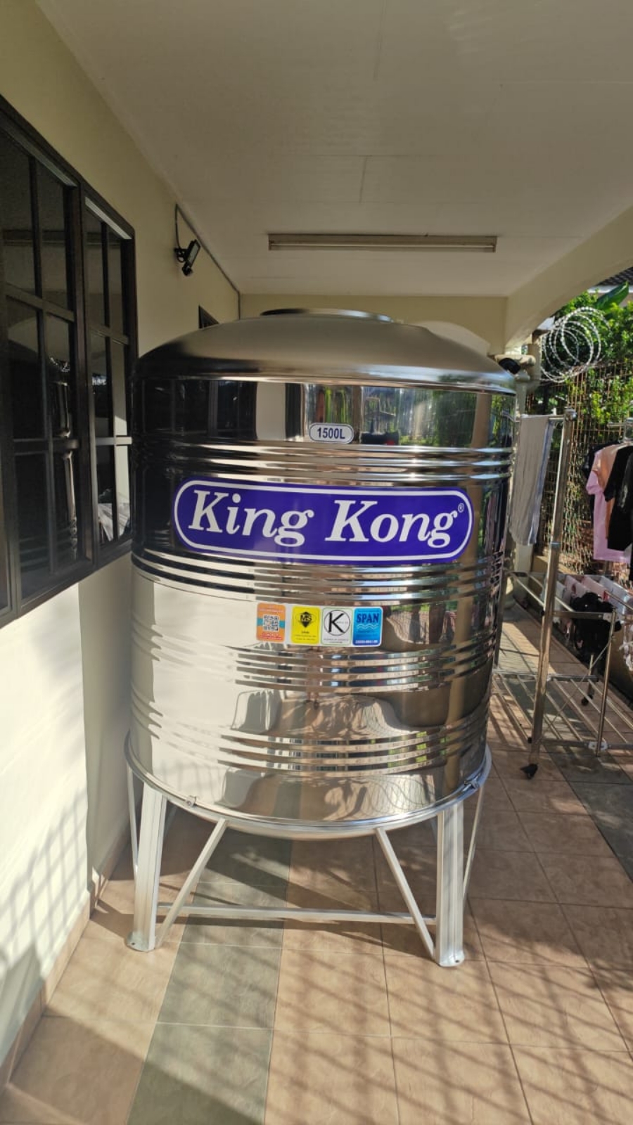 King Kong HR150 (1500L/330G) Vertical Round Bottom With Stand Stainless Steel Water Tank, First Garden, Ipoh, Perak