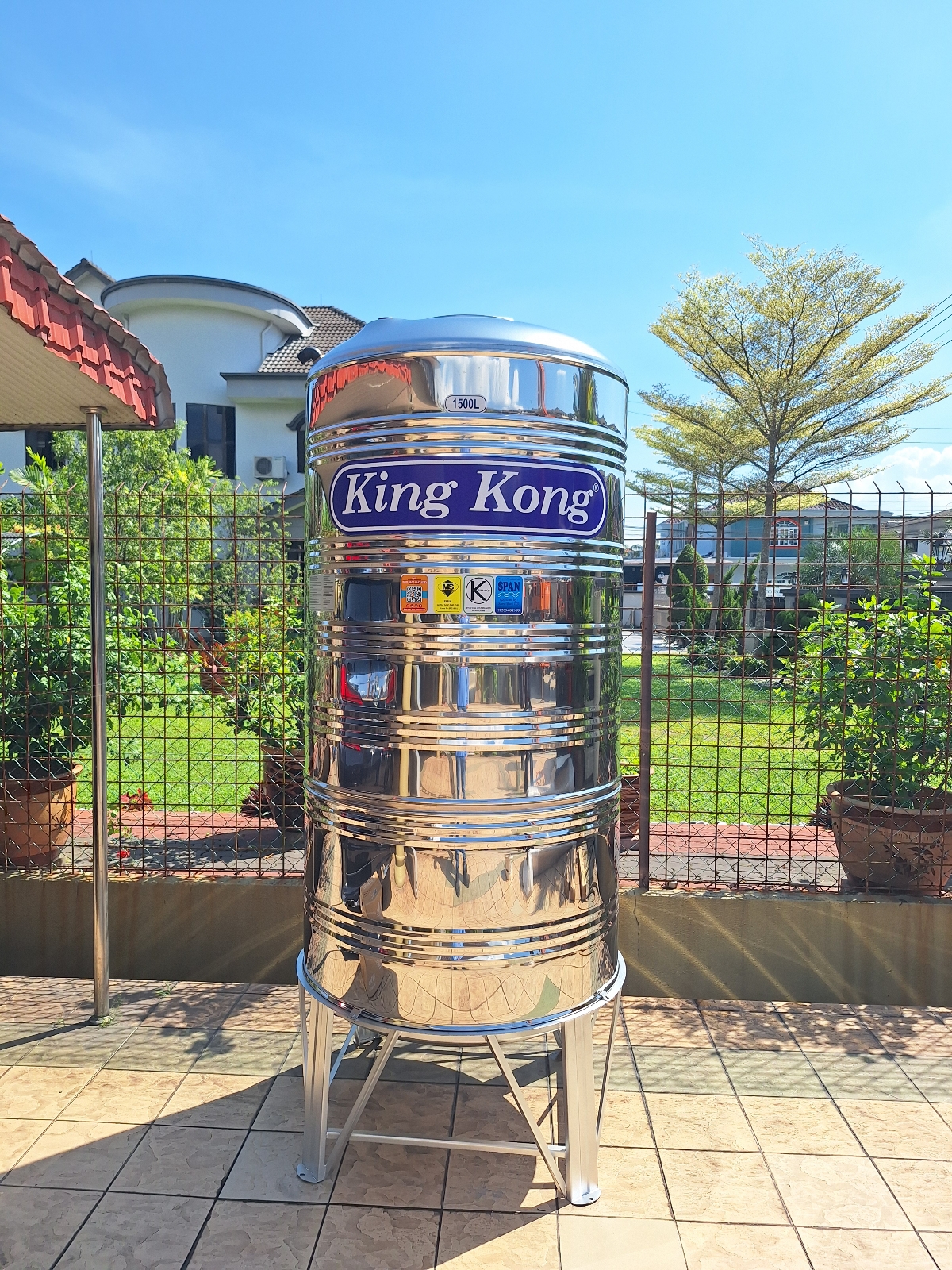 King Kong HHR150 (1500L) Vertical Round Bottom With Stand Stainless Steel Water Tank @ Taiping, Perak