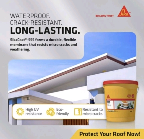 PROTECT YOUR ROOF NOW! WATERPROOF CRACK-RESISTANT LONG LASTING- SIKACOAT-555 Sika Building Materials Kuala Lumpur (KL), Malaysia, Selangor, Salak South, Balakong Supplier, Suppliers, Supply, Supplies | Cheong Seng Hardware Sdn Bhd