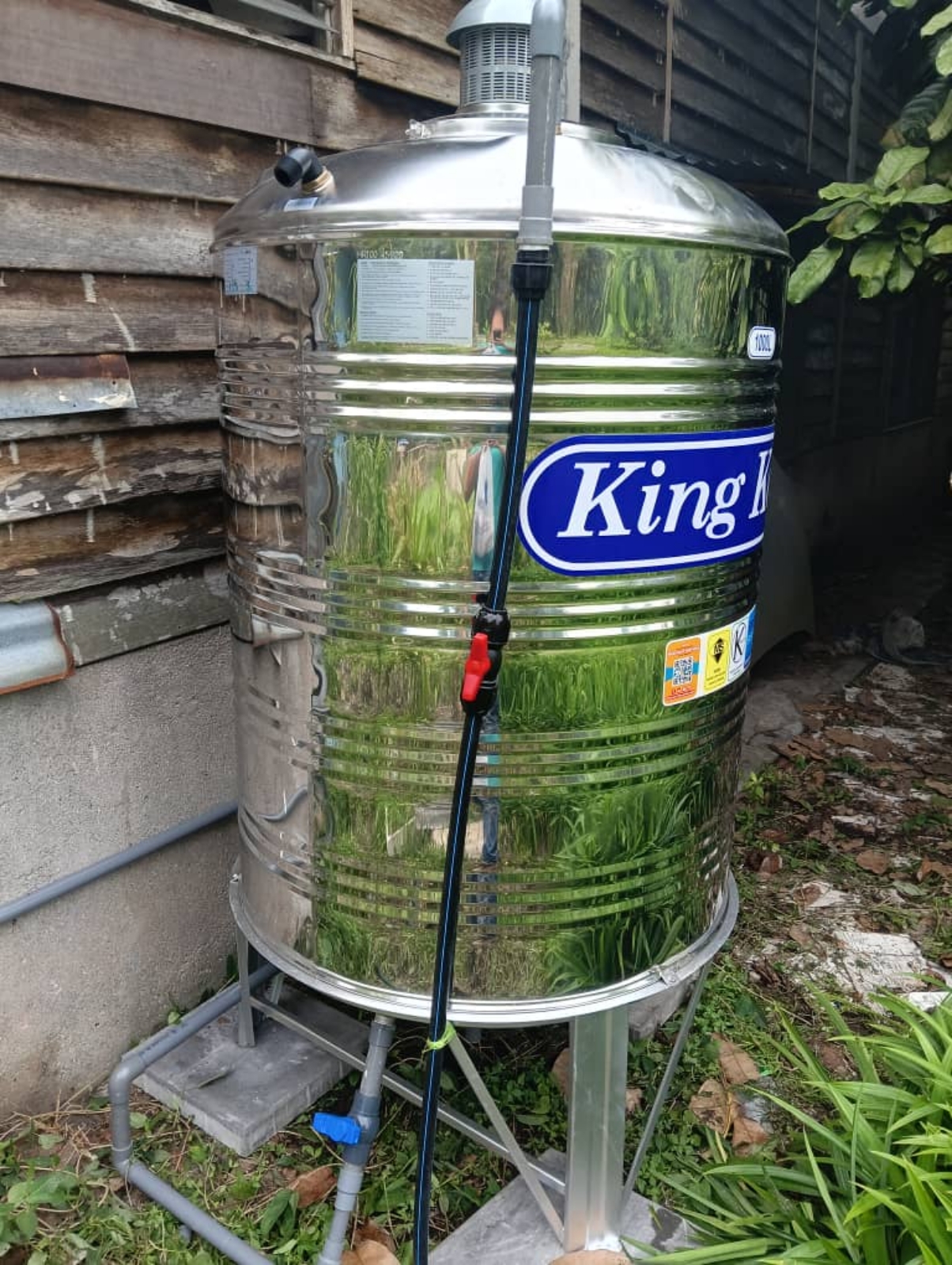 King Kong HR100 (1000L/220G) Vertical Round Bottom With Stand Stainless Steel Water Tank @ Kampung Pasir Puteh Baharu, Ipoh, Perak