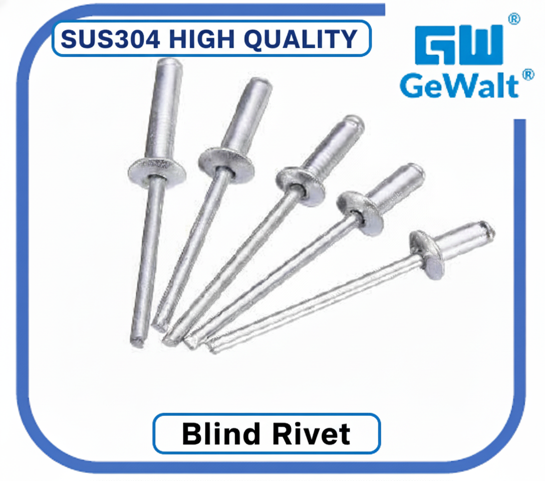SUS304 Stainless Steel Blind Rivet (3.2mm/4.0mm/4.8mm/5mm/6mm) Anti-Rust Heavy Duty Pop Rivet Paku R