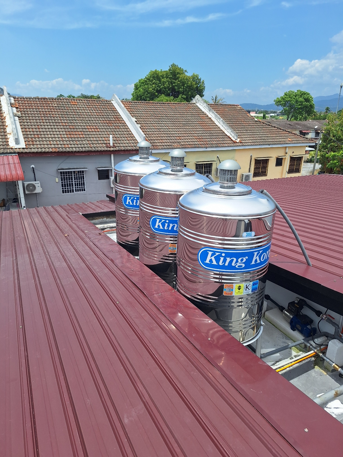 King Kong KR200 (200G) x 3units Vertical Round Bottom With Stand Stainless Steel Water Tank @ Taman Utama, Bercham, Ipoh, Perak