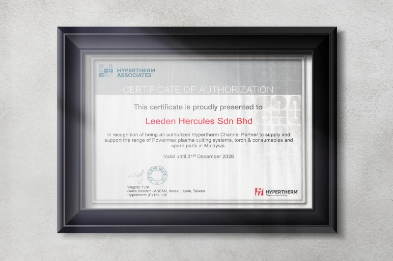 Leeden Hercules Recognized as an Authorized Hypertherm Channel Partner in Malaysia