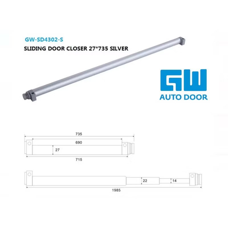 ��GW GeWalt��GW-SD4302-S   High quality Sliding Door Closer 27mmx 735mm Silver
