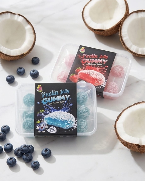 PECTIN JELLY GUMMY WITH COCONUT FLAKES Gummy Malaysia, Selangor, Kuala Lumpur (KL), Semenyih. Manufacturer, Supplier, Supply, Supplies | Jonus Tasty Candy