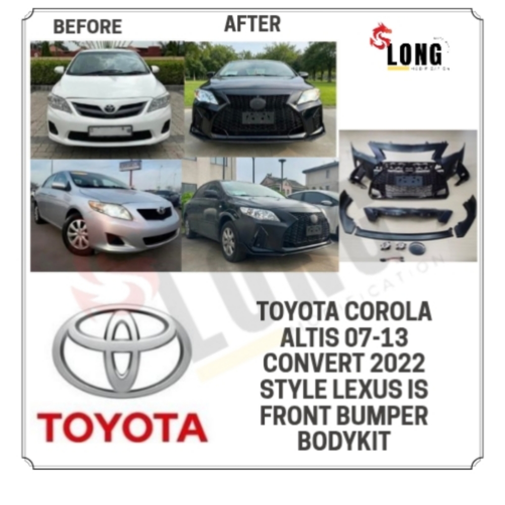 Toyota corola altis 07-13 convert 2022 style lexus is front bumper bodykit